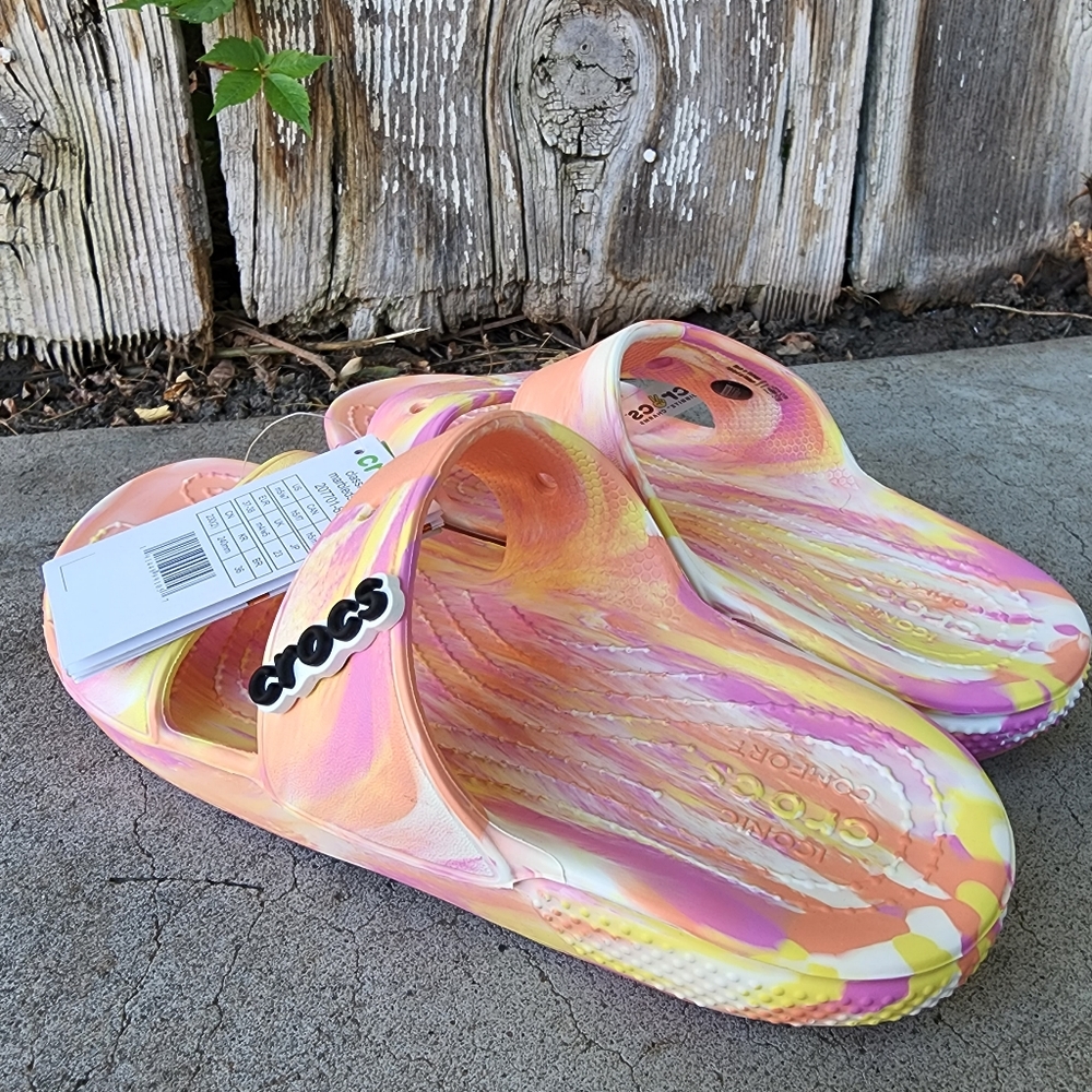 Crocs Marbeled Classic Slides M5/W7 - Picture 3 of 6